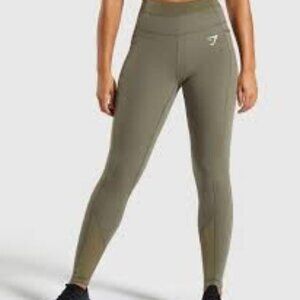 Gymshark Olive Green Leggings with Mesh Panels